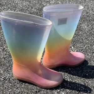 Kids cat and Jack Rainbow Ombre Rain Boots - Pink/Yellow/Blue